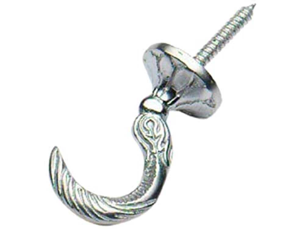 Merriway® BH01642 (2 Pcs) Egyptian Curtain Drapery Hold Back Tie Back Hooks, 45mm (1.3/4 inch) Satin Chrome Plated - Pack of 2 Pieces