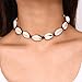 Edary Beach Shells Chokers Boho Clavicle Necklace Hawaii Puka Choker Necklace Handmade Seashells Chain Accessories for Women and Girls (Black)
