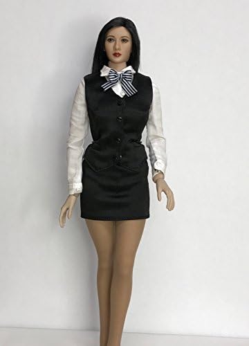 1/6 女性 フィギュア用 衣装 制服 室内型OL リボン ブラウス Vチョッキ タイトスカート 4点セット