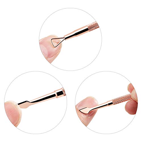 Gel Nail Polish Remover Set - Foil Nail Wraps/Wipes 300 Pcs Soak Off Gel Remover Foils Nail Wraps & 1 Pc Rose Gold Double Head Cuticle Pusher Peeler Scraper