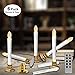 CelebrationLight 6 Pack Flameless Taper Candles with Remote/Timer, Battery Operated Flickering LED Window Candles, Vintage Christmas Electric Fake Candlesticks, Golden Holder