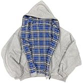 HOHOPEACH Y2k Grunge Plaid Zip Up Hoodie Men Women Reversible Oversized Emo 2000s Graphic Hoodie Fall Baggy Sweatshirts