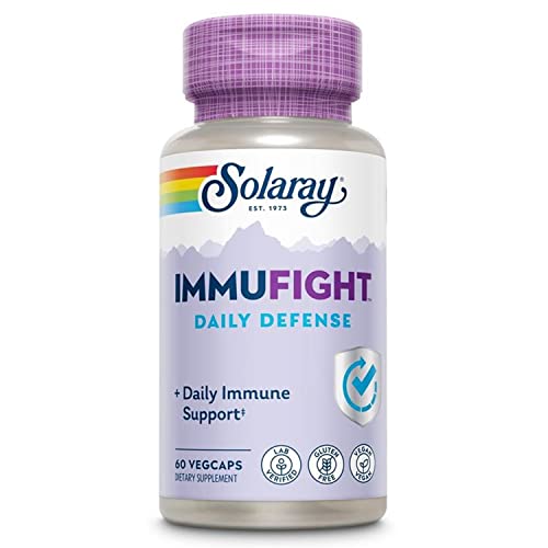 SOLARAY Immufight Daily Defense | Immunity Support Supplement with Vitamins C & D, Zinc & Probiotics | 60 Count, 30 Serv.