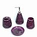 4 Piece Bathroom Ceramic Accessory Set: Lotion/Liquid Soap Dispenser, Tumbler, Toothbrush Holder, Soap Dish: PURPLE ZEBRA