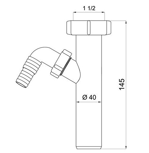 Drain Waste Trap Pipe Connector 1 1/2" BSP x 40mm with Single Dishwasher Input