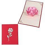 PopUpCard-68 3D Floral Pop Up Card and Envelope - Funny Unique Pop Up Greeting Card for Birthday, Mother's Day, New Year, Anniversary, Wedding, Graduation, Thank You. Pink flower