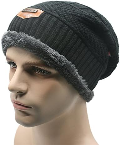 MEEFUR Men's Knitting Woolen Stocking Cap Thick Fleece Lining Beanie Winter Warm Hat Soft Slouchy Skull Caps
