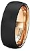 Duke Collections Mens Wedding Band Two Tone Black Rose Gold Tungsten Ring Brushed Center Dome 8mm Comfort Fit