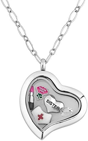Pugster Heart Floating Sister Nurse Charms Memory Locket Magnetic Pendant Necklace for Women