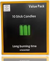 REQUISITE NEEDS Pack 10 Colourful Paraffin Wax Dinner Stick Candles Dark Green view 2