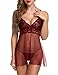Aidlove Women Lace Babydoll Nightie Sexy Negligee Lingerie Strap Chemise Nightwear Wine Red Large