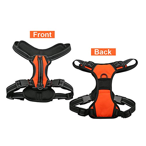 Dog Harness No Pull Dog Vest with Leash Adjustable & Reflective Pet Vest Harnesses and Leash Easy Control for Small Medium Large Dogs (Medium, Orange)