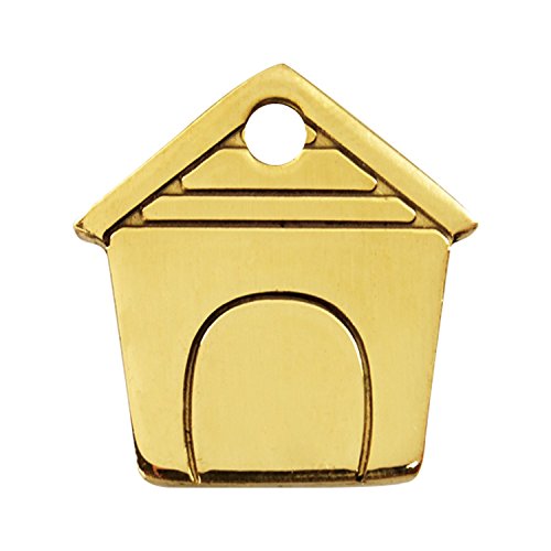 Personalized Brass Dog Tag with Engraving - Dog House (Large)