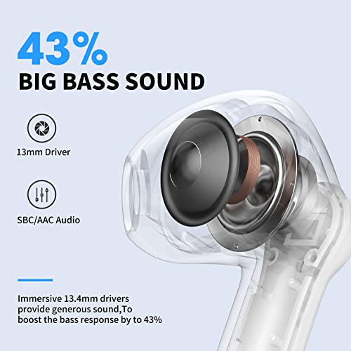 Bluetooth 5.3 Kopfhörer, 2022 Neue Kabellos Kopfhörer mit 4 ENC Mikrofon, Deep Bass Stereo Kopfhörer, Bluetooth Kopfhörer In Ear mit Mini Ladebox USB-C, Touch Control, IPX7 Wasserdicht Ohrhörer Sport