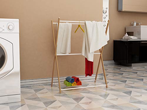 JEROAL Towel Rack Rail Stand Bathroom Storage Rack Laundry Drying Rack Hanger