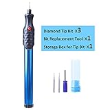Electric Engraver Pen 3 Diamond Tip Bit Etching Carve Tool Metal Engraving Carbide Scribe Drilling Pen Engrave Jewellery Stone Wood Plastic Leather Glass (Blue)