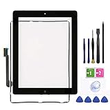Ipad 3 Touch Screen Replacement，FeiyueTech New Black Digitize Screen Front Glass Assembly - Includes Home Button + Camera Holder +Frame Bezel+ PreInstalled Adhesive with Tools kit. (black)