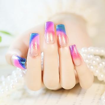 Fashlady Z218 Long Square False Nails Gradient French Fake Nail