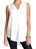 Lush Medium Junior Henley High-Low Tank Blouse White Ivory M