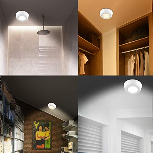 LUXSWAY Wireless Motion Sensor Ceiling Light, Battery Operated Light with Remote RF Signal Detector, Cool /Warm White Shower Light ,Bright Light Timer for Gargage Stair Closet Hallway 5.67 Inch