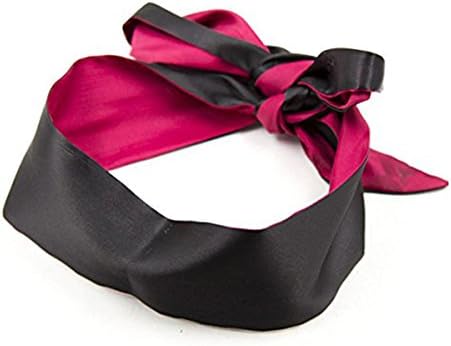 Soft Satin Eye Mask Blindfold Costume Sleeping Masks (Rose Red + Black)