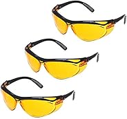 Amazon Basics Blue Light Blocking Safety Glasses Eye Protection, Anti-Fog, Orange Lens, 3-Count