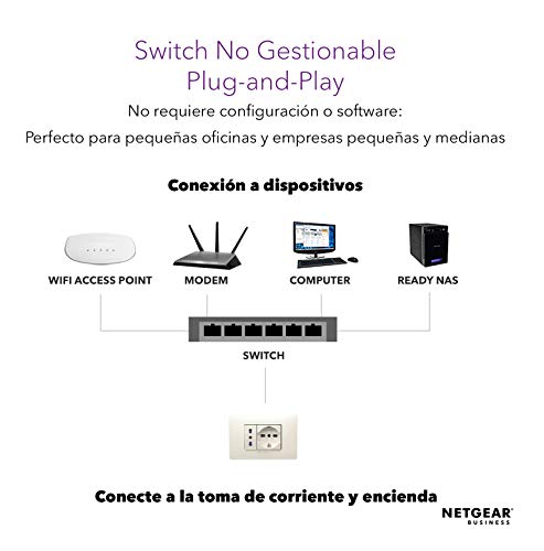 Netgear-GS108PP-Switch-Gigabit-con-8-Puertos-PoE-Switch-ethernet-PoE-de-123W-actualizable-Switch-PoE-Montaje-sobremesa-o-Bastidor-Caja-de-Metal