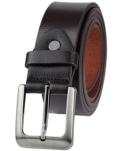 Eurosport Men's Bonded Leather Cut-To-Fit Classic Belt with Metal Square Buckle, Brown, Medium