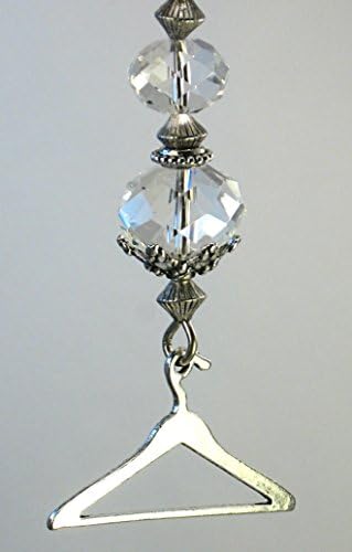 Silver Closet Clothes Hanger with Crystal Clear Glass Ceiling Fan Pull Chain or Light Pull