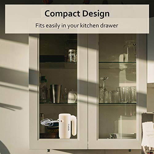 Hand Mixer Electric for Beginner, 350W Power Handheld Mixer for Baking Cake Egg Cream Food Beater, 5 Speed + Eject Button + 4 Stainless Steel Accessories