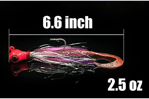 AGadget Big Size Heavy Fishing Skirted Lures Jig Lead Free Bass Jigs Octopus Squid Baits Saltwater (6.6inch/2.5oz)