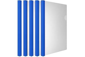 AKAHA Clear Report Covers with Solid Color 14mm Sliding Bar (18C, 100-sheet Capacity), Transparent Resume Presentation File Folders Organizer Binder, for Letter/A4 Size Paper, 10 Pcs, Solid Blue