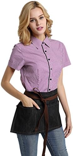 Black server short denim apron for restaurant bar salon short