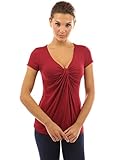 PattyBoutik Women's V Neck Twist Knot Front Short Sleeve Top