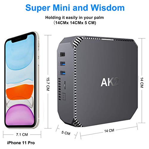AK2 Mini PC Intel Celeron J3455 Windows 10 Pro Mini Computer 4K HD,Gigabit Ethernet (8GB+120GB/Intel Celeron J3455) - Thumbnail 2
