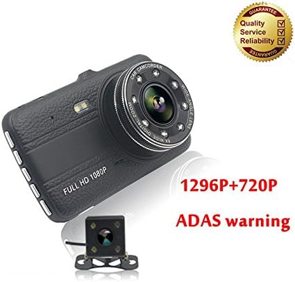 Pluto Plus X9 1080p Infrared Night Vision 140 Degree Wide Angle Dual Lens 4-inch LCD Screen Dash Camera (Black)