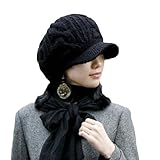 LOCOMO Men Women Boy Girl Slouchy Cabled Knit Beanie Newsboy Cap FAF026