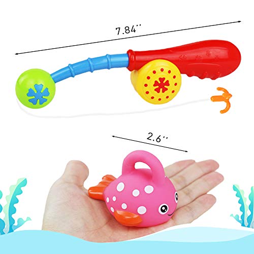 yoptote Fishing Game Bath Toys with Floating Fish Pole Enjoy Bathtub Fun Water Gifts with Happy Face for Baby Kids Girls Boys, Color Random (Style A)