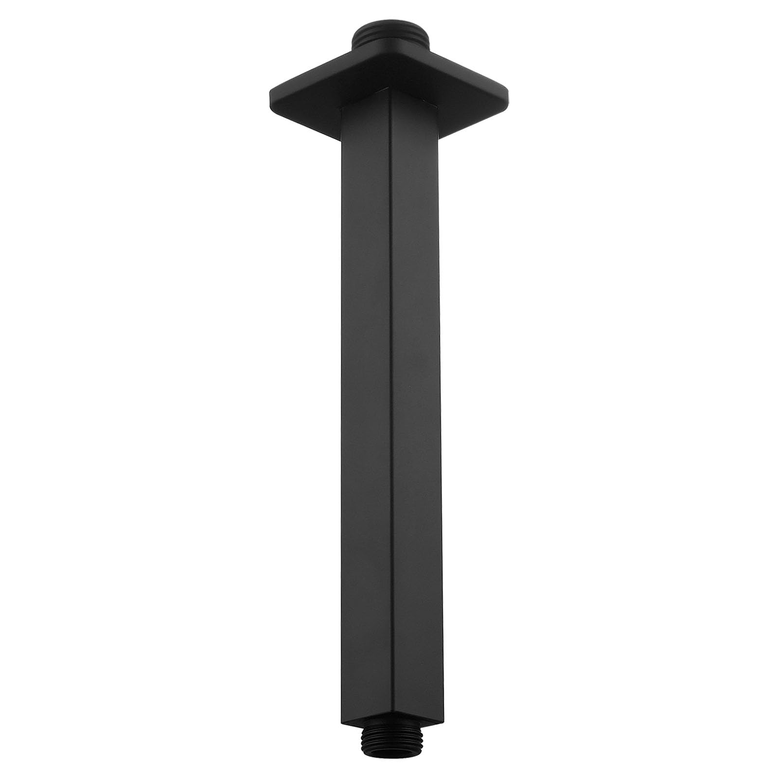 Photo 1 of Voolan Shower Arm with Flange, Ceiling Mounted Fixed Shower Pipe, Bathroom Straight Rain Shower Replacement Arm, Universal Connection 1/2 NPT (8 Inch Square, Matte Black)