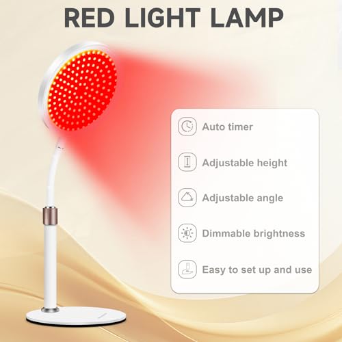 Red Light Therapy Lamp for Face, 100LEDs Red Light, 600nm & 850nm Infrared Light Lamp with 10/30/45 Timers, 360° Gooseneck Adjustment Led Light Therapy Lamp for Body/Back/Leg