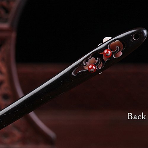 Peach Blossom Ebony Wooden Hair Stick Women Girls' Hair Accessories Chopsticks Retro Hair Stick Packaged in Exquisite Box - Thumbnail 4