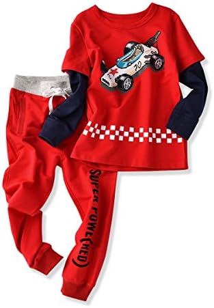 Little Boys Outfits, 2pcs Clothing Sets Casual Racing T-shirt and Pants (7T)