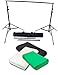 CowboyStudio Photography 10' X 20' Black, White & Chromakey Green Muslin Backdrops with 10 ft Heavy Duty Background Support System With Carrying Case