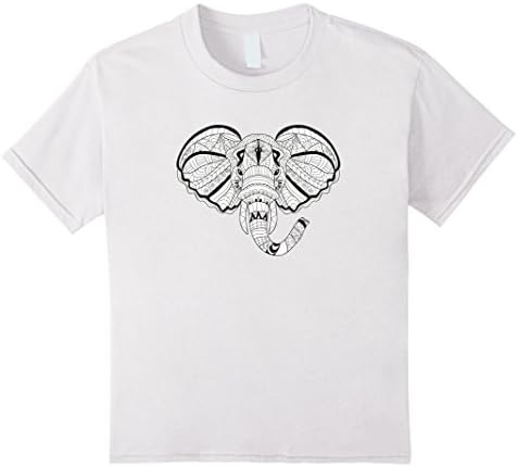 Kids Elephant Head Abstract Graphic Coloring TShirt 8 White