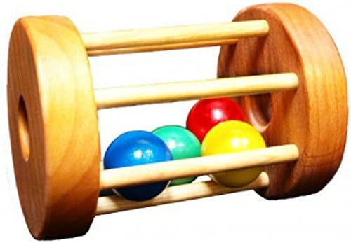 Papa Dons Toys Crawling Baby Wooden Tumbler Floor Toy Wood Cage & Balls