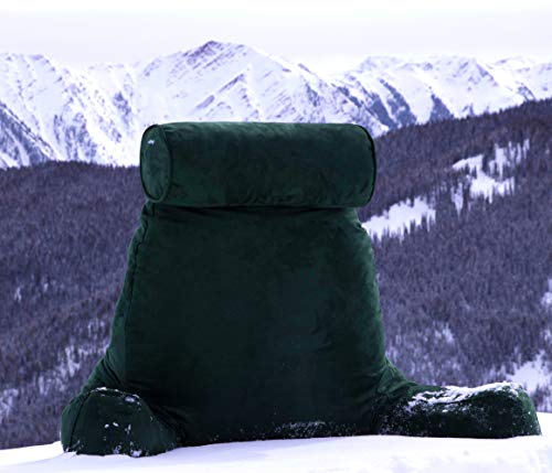 Husband Pillow, Aspen Edition - Reading and Bed Rest Pillow with Arms - Neck Roll on Bungee Cord or Removable - Premium Memory Foam - Reversible Two-Sided Cover Microsuede or Microfiber, Ramona Green - Thumbnail 5