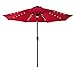 FLAME&SHADE 9' Solar LED Lighted Outdoor Patio Umbrella Market Style for Balcony Table Terrace Garden Deck or Yard with Tilt, Red