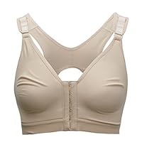 Bslingerie Women Front Closure Post Surgery Yoga Sports Bra (XXL, Beige (High Cut))