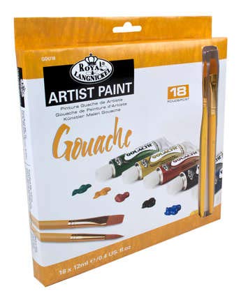 Royal & Langnickel Gouache Color Artist Tube Paint, 21ml, 18-Pack.Paint for The Professional Artist, Hobby Painters & Kids, Ideal for Canvas Painting