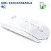 Bluetooth Mouse Wireless Rechargeable, KOMO Adjustable DPI Auto-Sleep Mode Ultra-Slim Smooth Computer USB Mice for Air MacBook, Laptop, PC, Notebook, Computer, Tablet (White)
